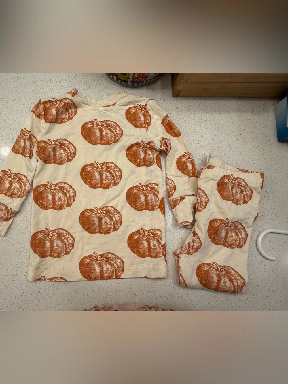 kate quinn Cream Set with Rust-Orange Pumpkin Print